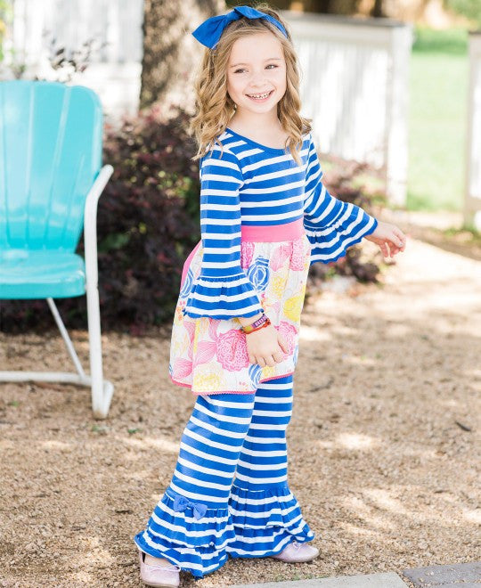 Sapphire Stripe Flare Pants