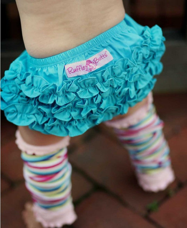 Blue Woven Bloomer + Bow Legwarmer Set