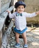 Toddler Boys Calvin Blue & White Plaid Adjustable Bow Tie