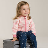 Toddler Girl's Houndstooth Pink Fleece Zip-Up Jacket