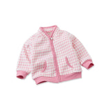 Toddler Girl's Houndstooth Pink Fleece Zip-Up Jacket
