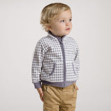 Toddler Boy's Grey "Harry" Houndstooth Zip-Up Fleece Jacket