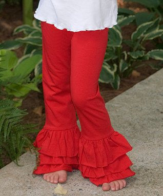 Girl's Red Triple Ruffle Pants